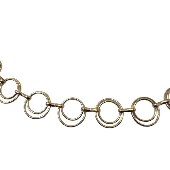 Vintage Gold Tone Double O-Ring Link Chain Belt Adjustable Orb Charm 39\